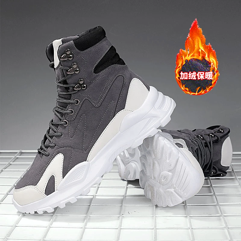 Botas de inverno térmicas impermeáveis masculinas – tênis de neve forrados de pelúcia antiderrapantes para clima frio