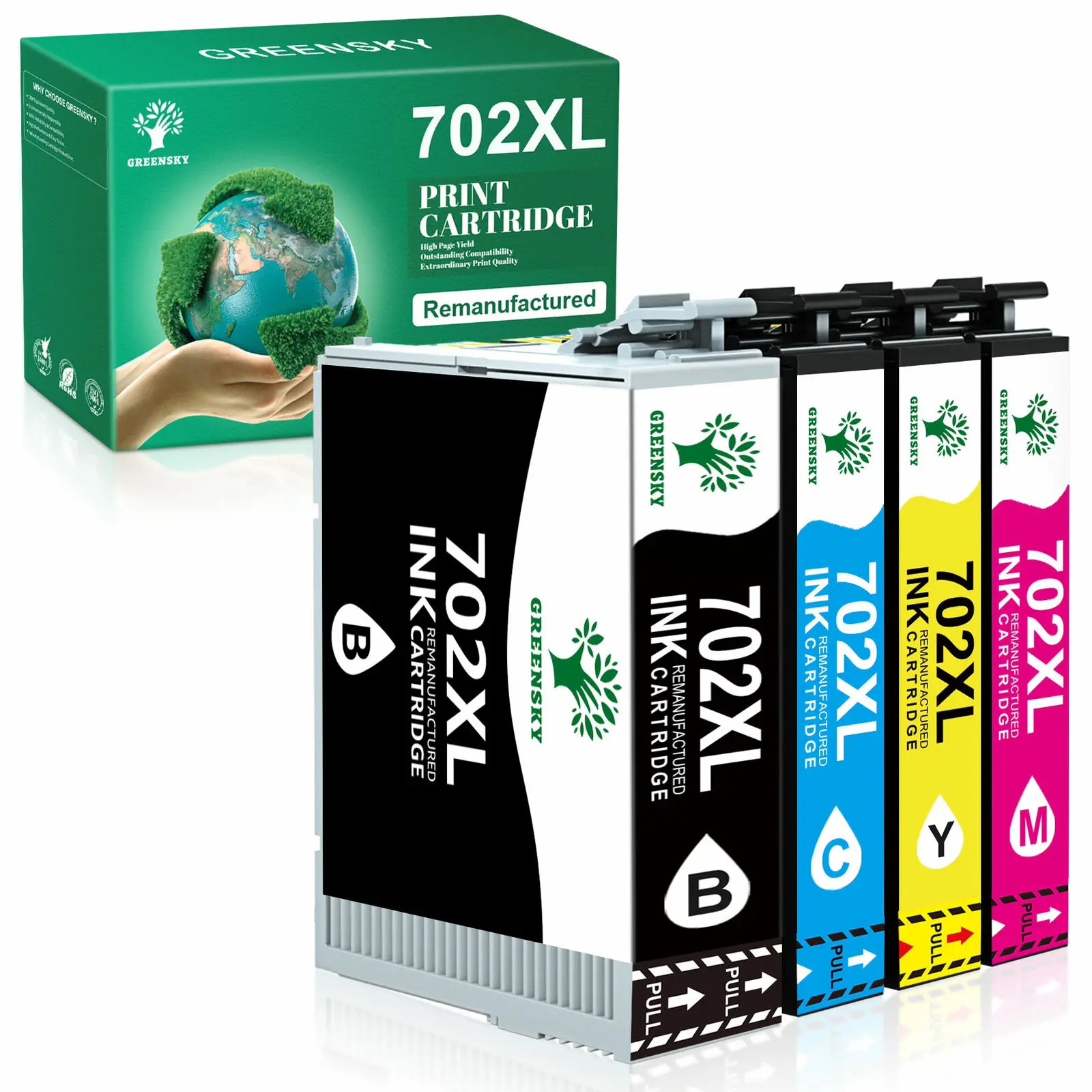 4Pack 702XL T702XL Ink Cartridges For Epson Workforce Pro WF3720 WF3733 WF3730