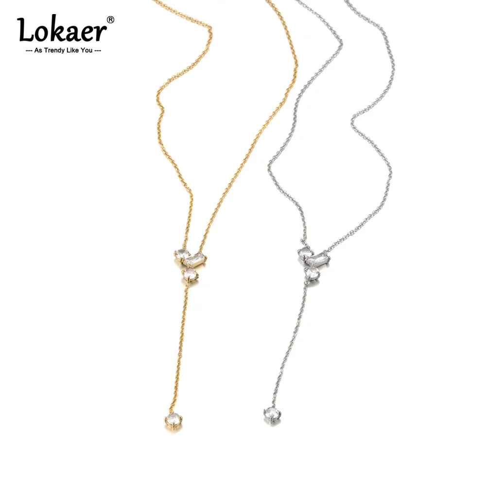Lokaer Zarte Einfache Zirkonia Halsketten Für Frauen Edelstahl Zirkon Anhänger Weibliche Strand Brust Kette Schmuck N25050