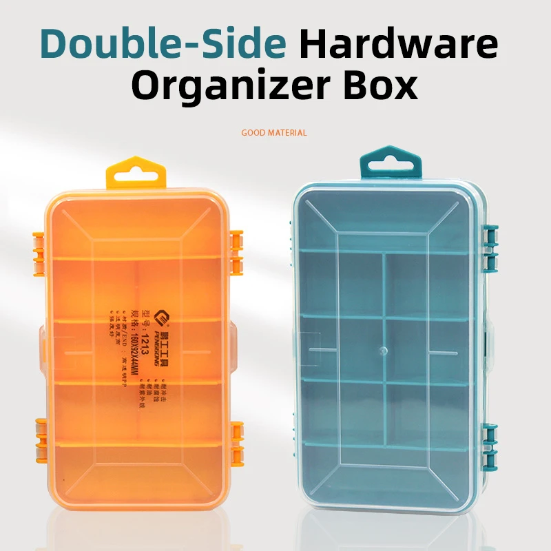1pc Double Sided Hardware Storage Box, Multifunctional Plastic Toolbox, Nuts, Bolts, Screws, Small Hardware Storage Box