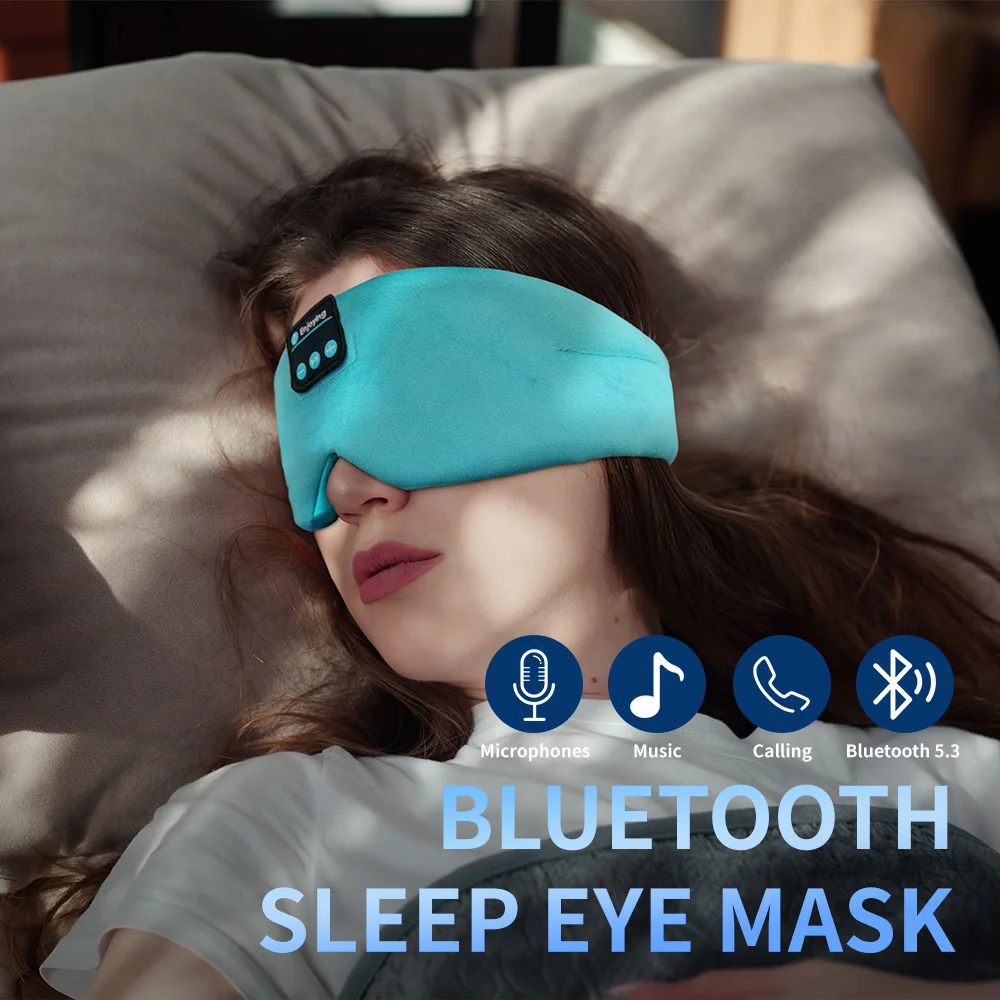 Soft Sleep Mask Bluetooth Wireless Headphones, Sleeping Headphones Adjustable Music Eye Mask Silk for Sleeping Meditation