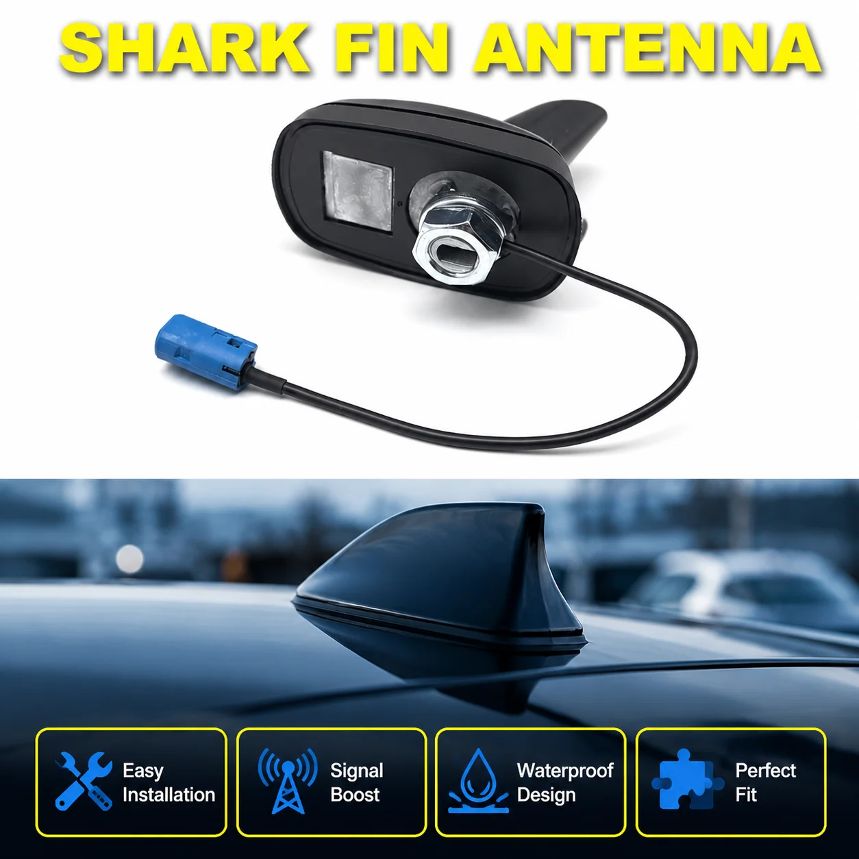 Base de remplacement pour antenne de toit en forme d'aileron de requin, pour Opel GT Monza Rekord Ascona Manta Senator Omega, sans perçage, fixation par boulons