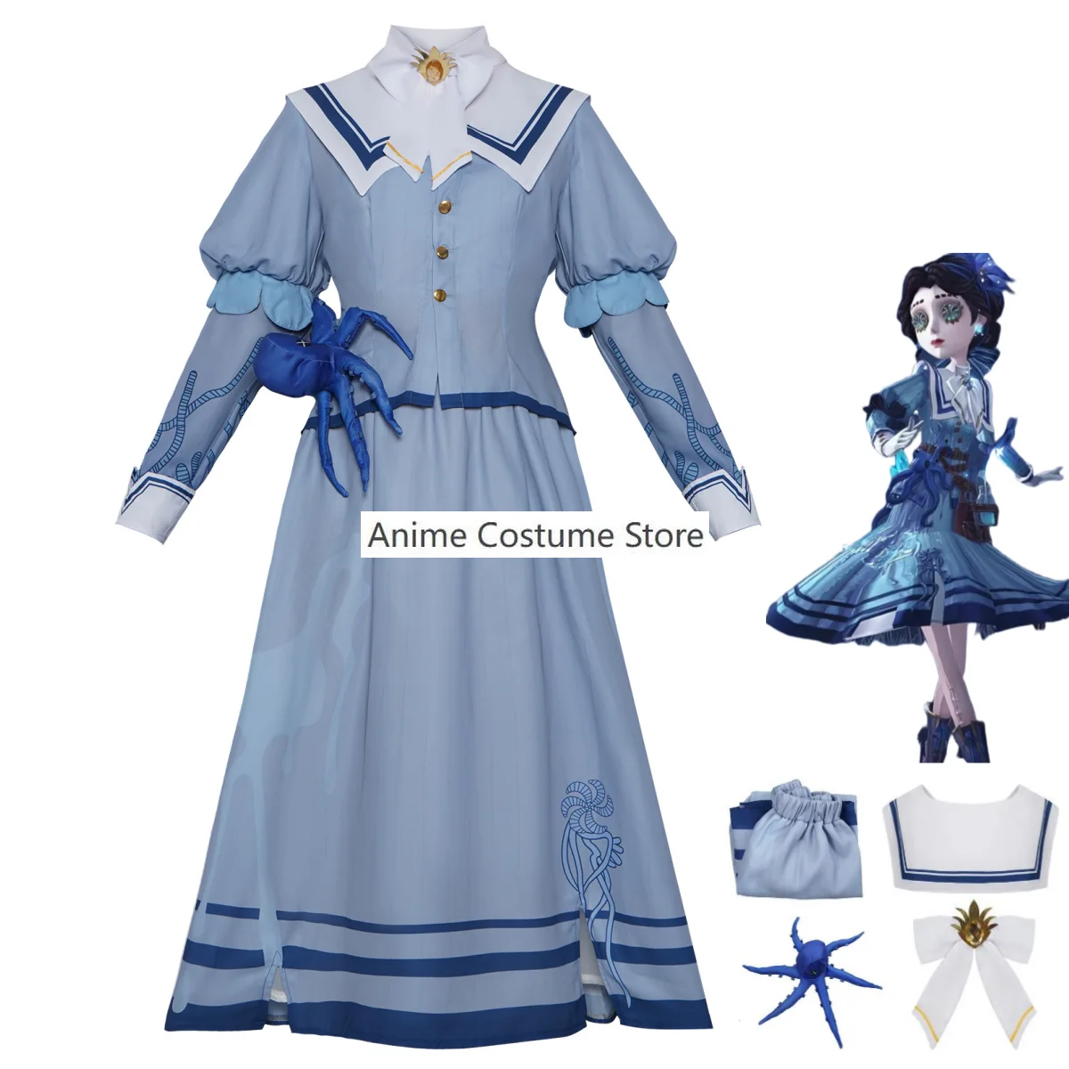 Anime Game Emily Dyer Lydia Jones Cosplay Costume Fashion Preserved Flower Blue Skirt Sailor Uniform Woman Kawaii Halloween Suit