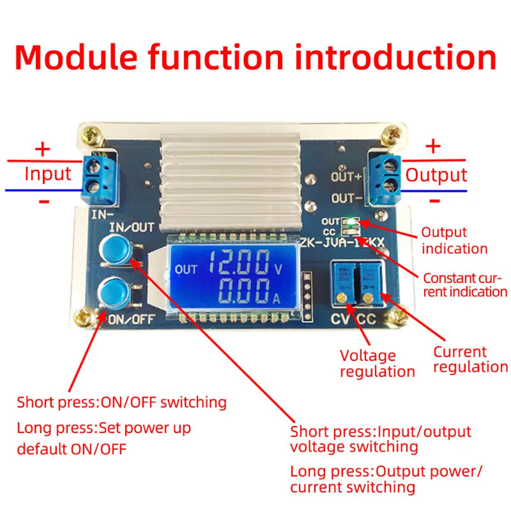 

3A/5A/12A DC DC Buck Converter CC CV Power Supply Module Adjustable Voltage Regulator Voltmeter Step-Down Power Module