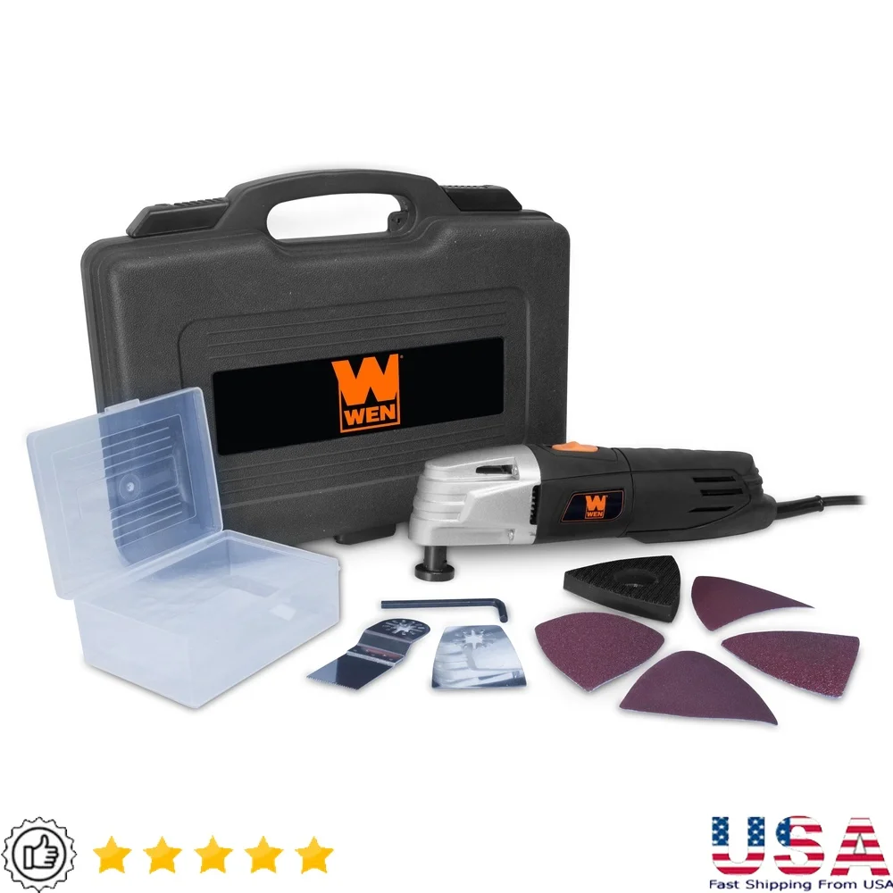 

Variable Speed Oscillating Tool with Attachments Lightweight Compact Design 2-Amp Motor Cutting Scraping Sanding and Trimming