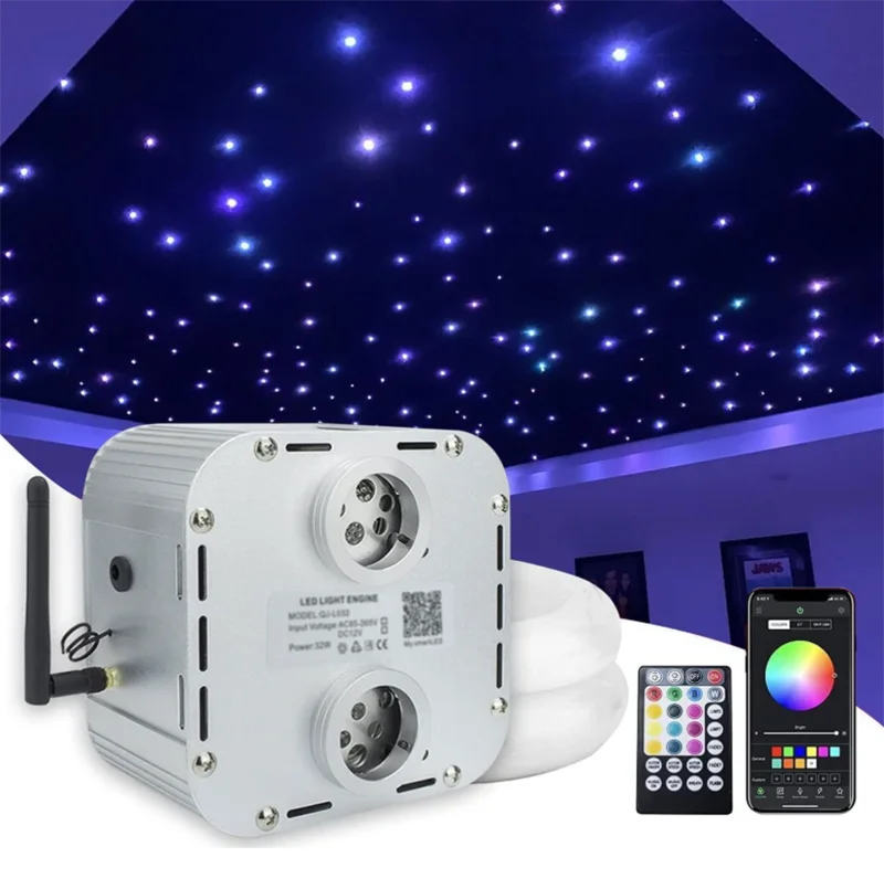 Optic Cable new Twinkle RGBW Bluetooth app Double Heard Fiber Optic Engine Starry Sky Effect Ceiling LED car Lights All Fiber
