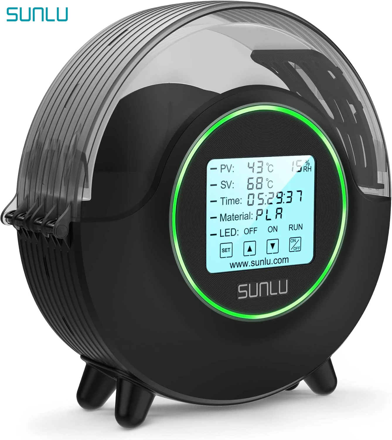 SUNLU S2 Séchoir à filament pour imprimante 3D, boîte de rangement et de séchage améliorée avec rotation à 360° °   Ventilateur de chauffage environnant pour filament PLA/PETG/ABS Dry Mate