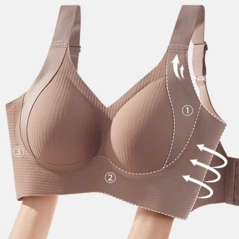 Sexy podprsenky s push-up podprsenkami pro ženy, bez kostic, vyztužené, bezešvé, spodní prádlo s výstřihem do V, top s košíčky B, nastavitelná ramínka, velikost M-4XL - náhled 5