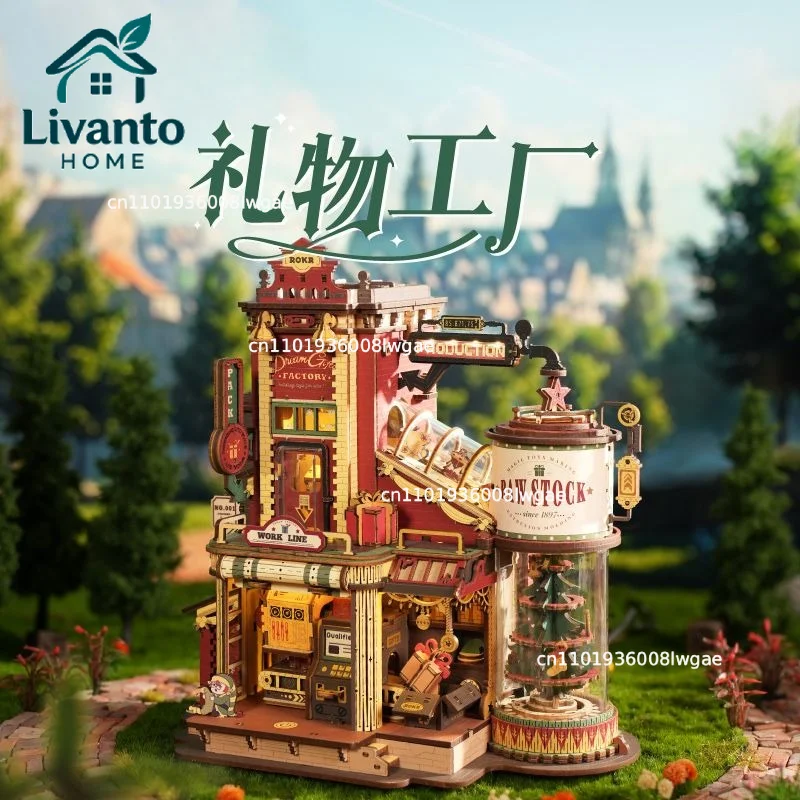 

Wooden Music Box Christmas Dream Gift Factory 3D Wooden Puzzles Wooden Model Kits Build Best Gifts for Kids Adults