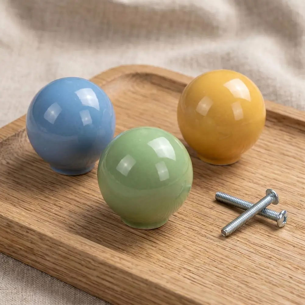 Ceramic Ball Cabinet Knobs Small Furniture Knobs Colorful Ceramic Ball Knobs Modern Round Drawer Pulls Stylish for Wardrobes