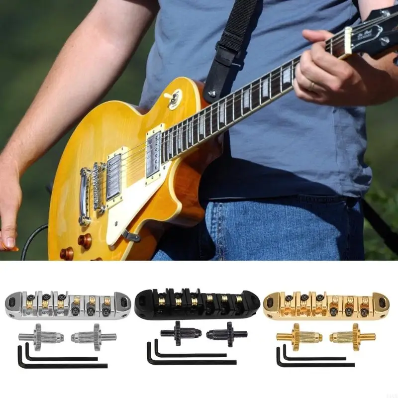 11ue Guitar Tune O-Matic Roller Saddle Bridge & Allen Wrench Combo مع بدائل الأزرار لـ 6-String Electric Guitar