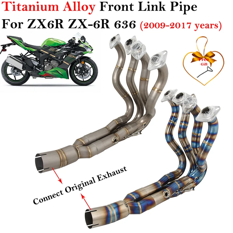 

Titanium Alloy For Kawasaki ZX6R ZX-6R 636 2007 - 2017 Motorcycle Exhaust Escape Systems Modify Connect Front Link Pipe Muffler