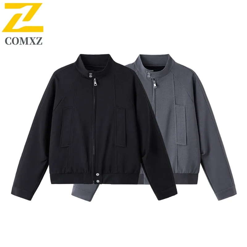 

COMXZ Mens Jacket Stand Collar American Fashion Comfortable Coat Lightw Luxurious Street Windproof Autumn Motorcycle Jacket