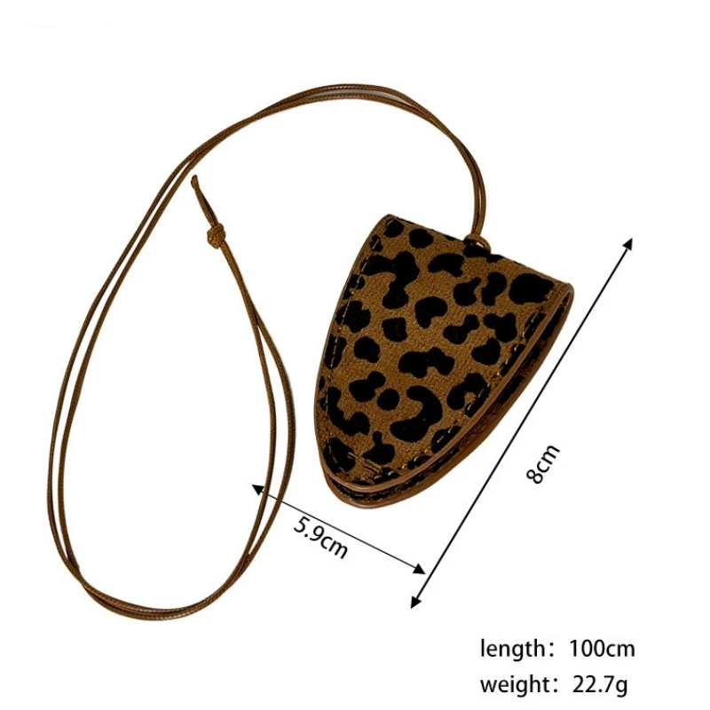 Leopard Print Leather Neck Hanging Sunglasses Clip Glasses Chain Storage Necklace Women's Hanging Rope Sweater Chain