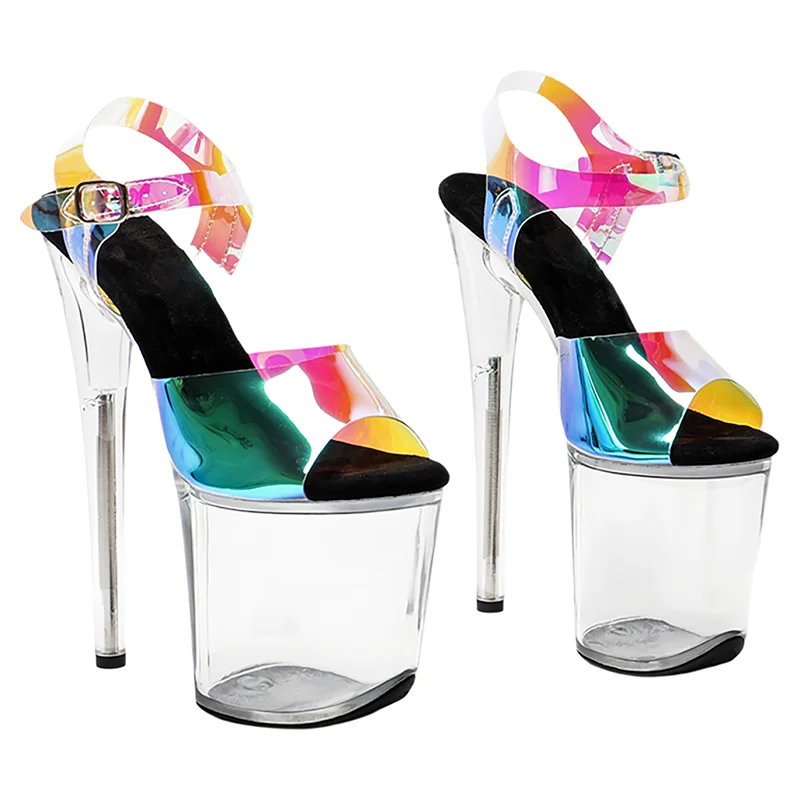 Leecabe 20cm/ 8inches Clear PVC Upper Open Toe Fashion Clear Platform High Heel Stripper Heel Pole Dance Sandals Shoes