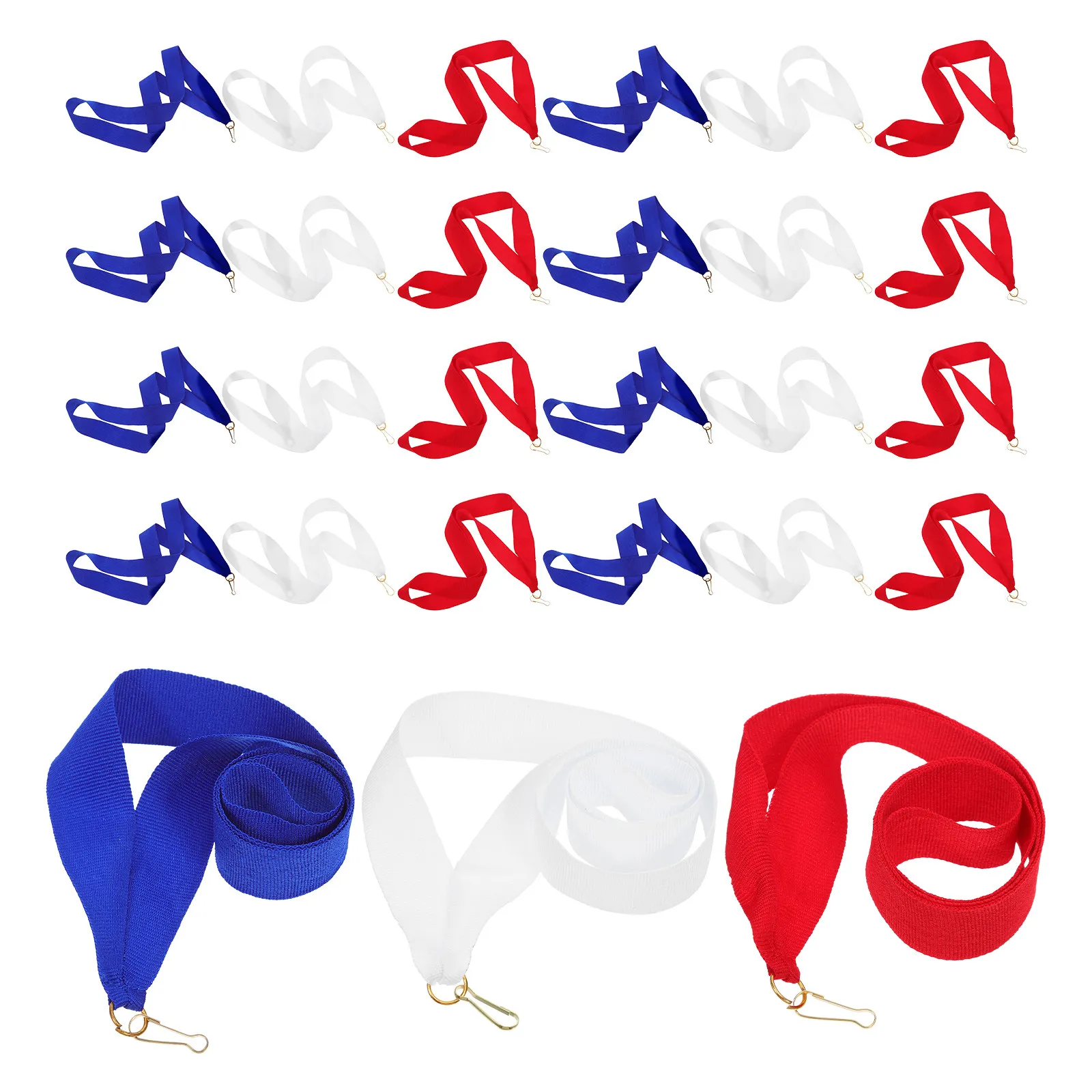 30Pcs Award Medal Neck Ribbons Blue Flat Medal Lanyard Snap Clip for Student Awards Sports Meetings Competitions Party