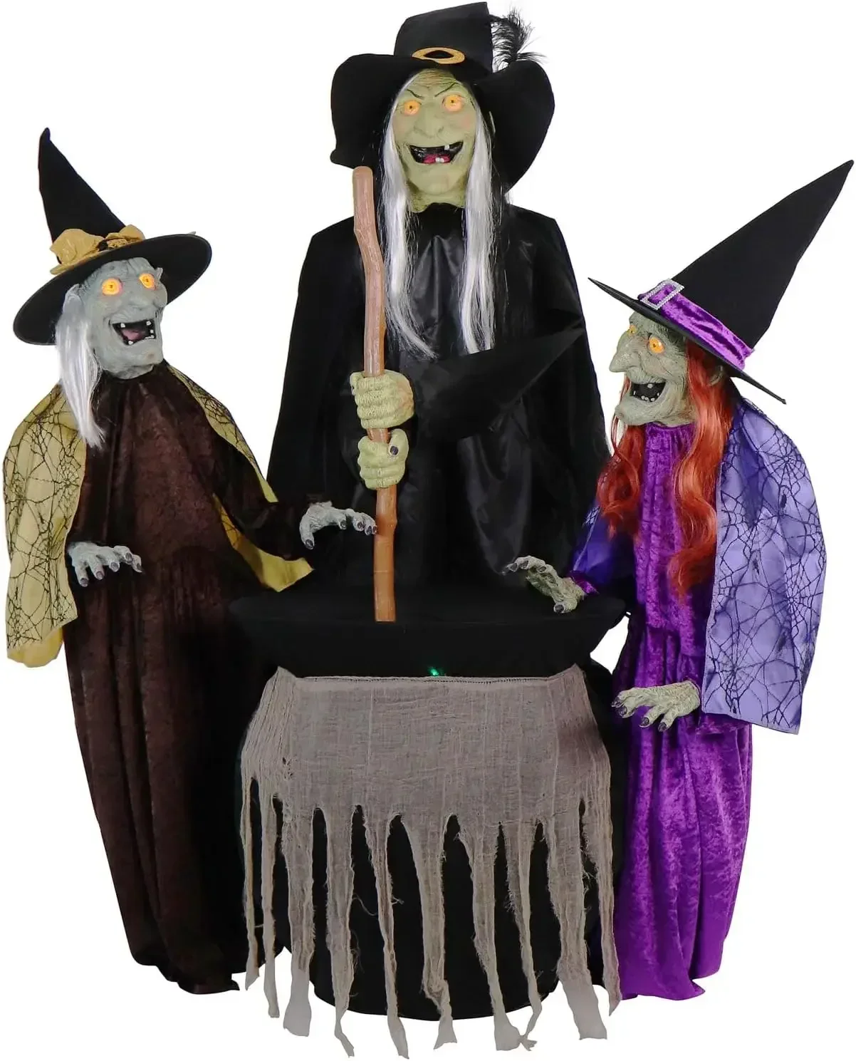 Motion-Activated Wicked Sitchwick Sisters, Plug-in Talking Scare Halloween Animatronics for Indoor or Covered Outdoor Display