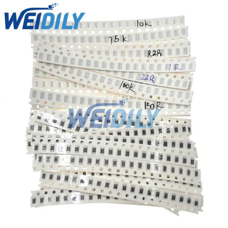 SMD Resistor Kit 1% 1206 0402 0603 0805 1R - 1MR 0R - 10MR Alloy resistance 2512 100% New Chip Resistance Assorted Set