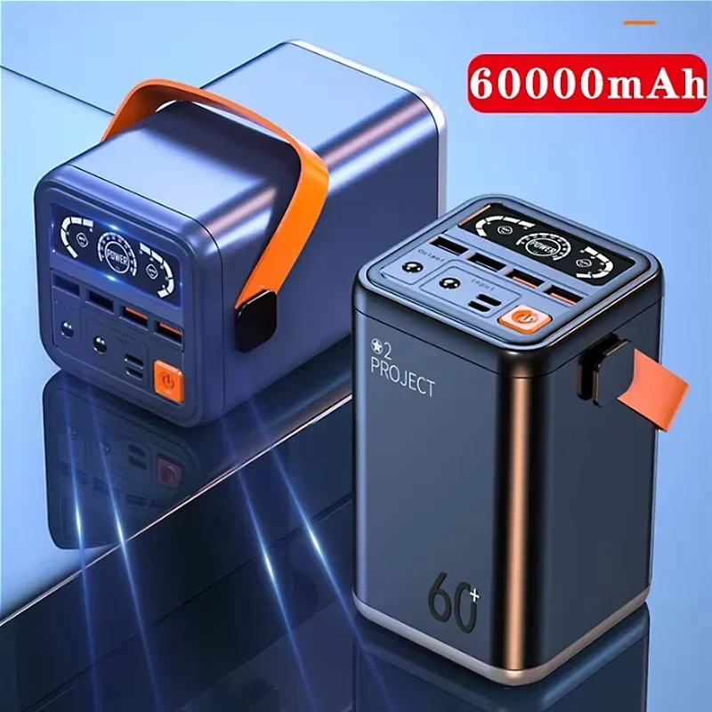 60000mAh Outdoor Power Bank Portable PowerBank External Battery Pack PD 30W Fast Charger for Xiaomi IPhone Mobile Power Station