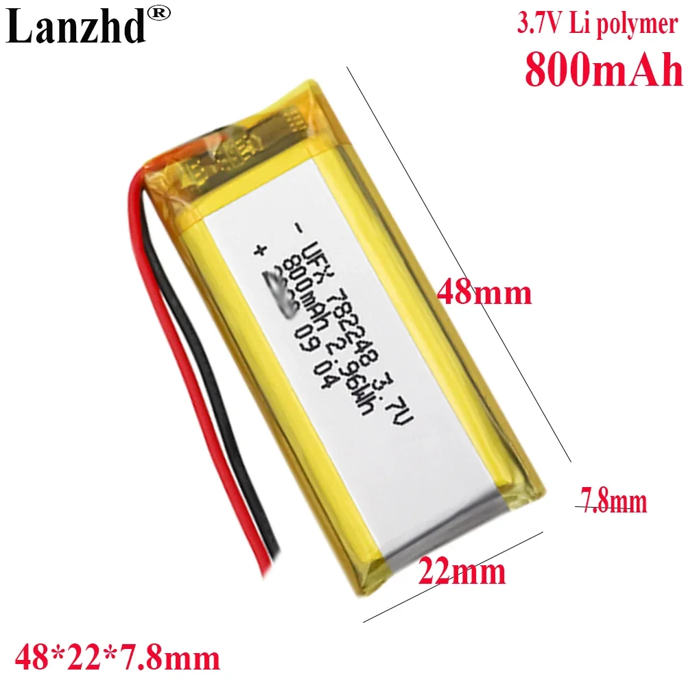 

3.7V Li Lithium Polymer Battery 800mah For instrument, point reading pen, selfie stick GPS stick light toy battery