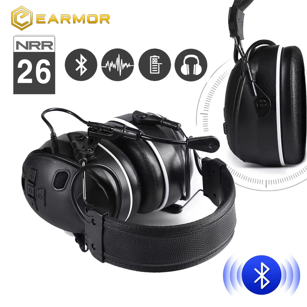 

EARMOR C51 Тактическая коммуникационная гарнитура Bluetooth Электронная коммуникационная гарнитура с шумоподавлением NRR26 Беспроводное соединение
