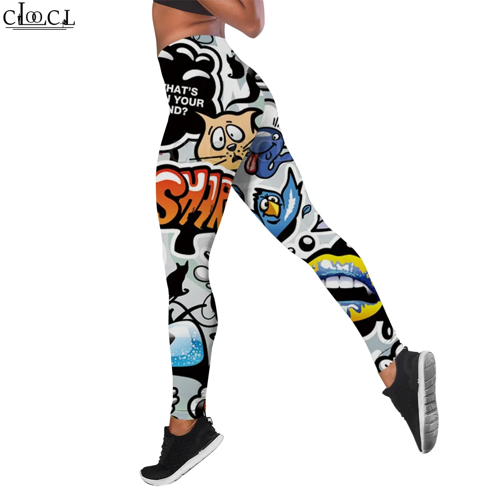 CLOOCL Women Legging Sportswear Cartoon Comic Game Pattern Printed High Waist Leggings Gym Workout Yoga Pants Street Style