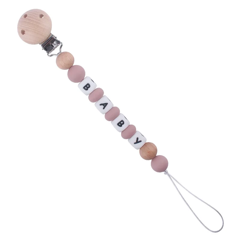 아기 맞춤형 고무젖꼭지 클립 개인화된 이름이 새겨진 치발기 장난감 고무젖꼭지 홀더 클립 체인 아기 액세서리 신생아 씹기 장난감 선물