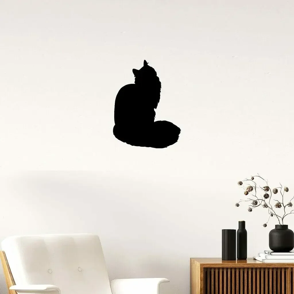 Home Essentials  Maine Coon Cat Breed Silhouette - Beautiful Metal Home Decor Metal Art Wall Sticker Artwork Wall decoration