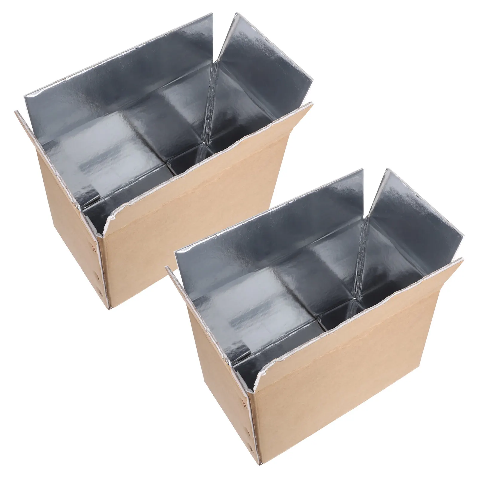 2pcs Reusable Insulated Shipping Boxes Aluminum Foil Liner Thermal Cold Pack Container For Seafood Cold Chain Packaging Mailing