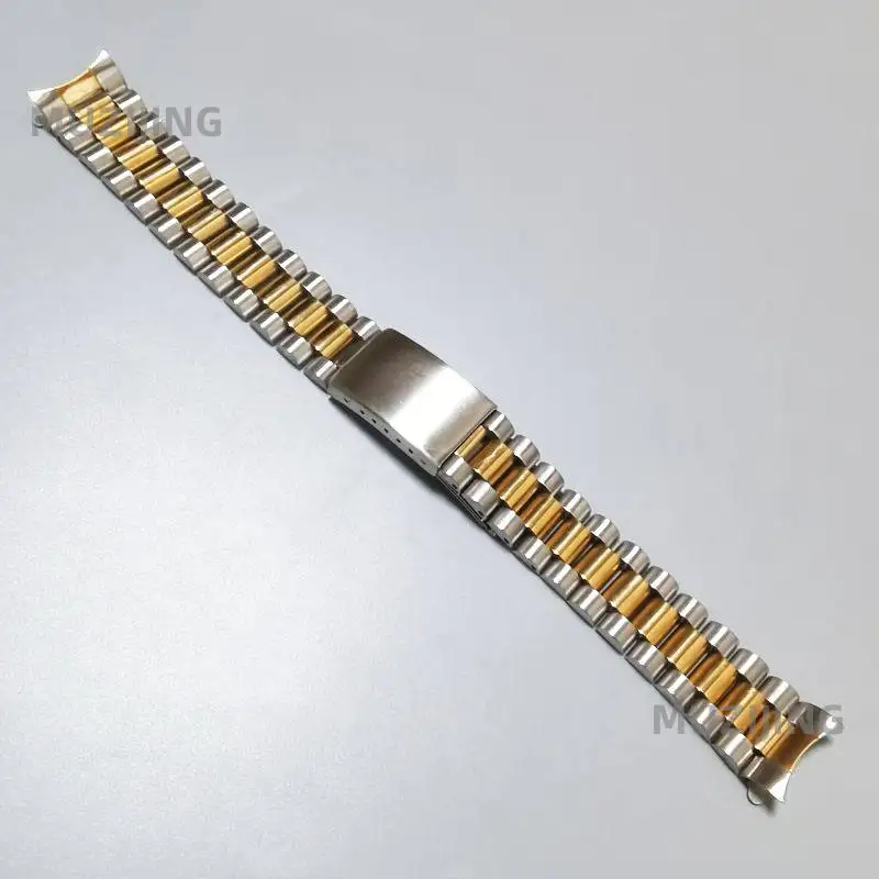 316L Stainless Steel Silver Gold Vintage President Curved End Watch Straps Bands Fit For RLX SKX Replace Bracelet