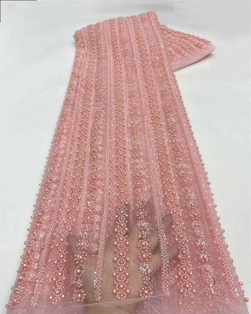 African Lace Fabric 2026 Sequins Beaded Embroidery Groom Nigerian Bridal High Quality French Tulle Lace Fabric For Wedding Party