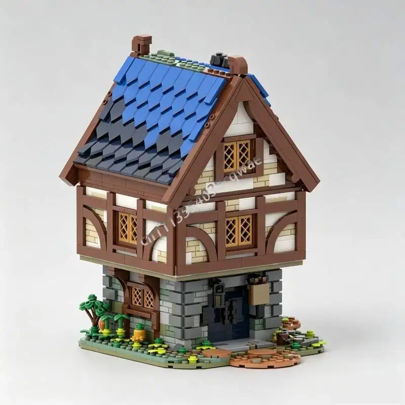 1442 PCS MOC Medieval Town Merchant House Architecture Model Custom Creative Assembly Building Blocks Collectible Holiday Gifts