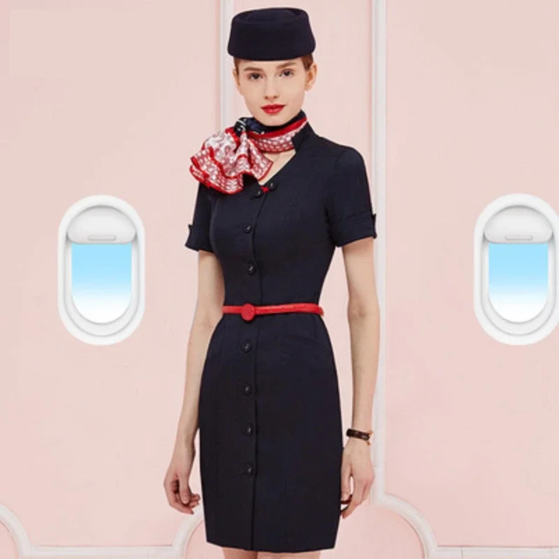 New Hot Sale Airlines Stewardess Suit Female Work Etiquette Clothes Dress Air Hostess Flight Attendant Aviation Worker Uniform