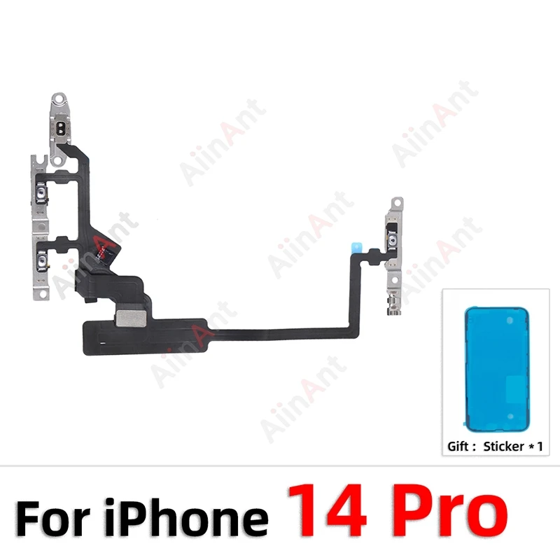 Aiinant Seal Sticker + Flex Volume Mute Button Power Flex Cable For iPhone 16 Plus 15 14 13 12 Pro Max mini Phone Parts