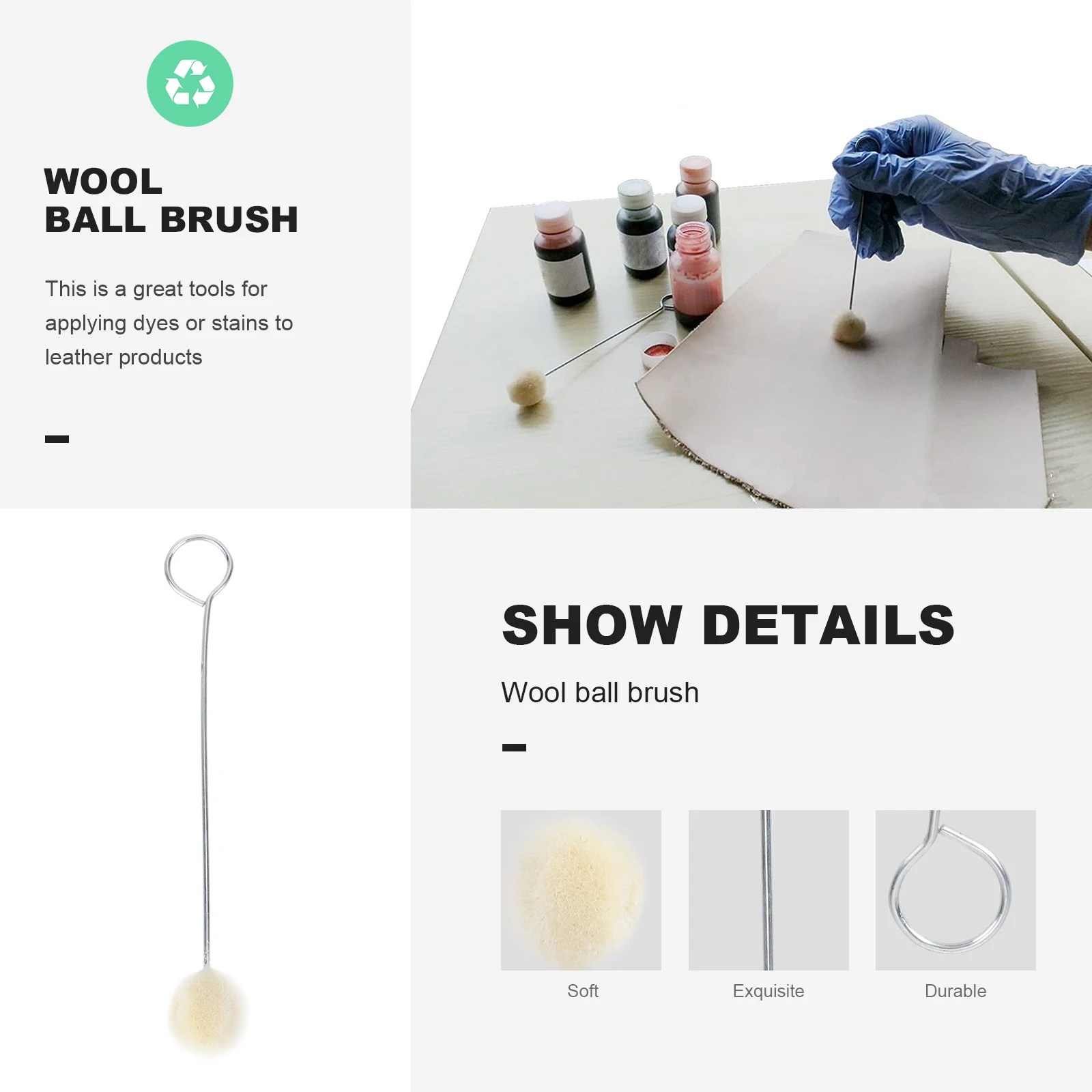 Wool Daubers with Metal Handle Wool Balls Painting Brush Dyeing Dauber Tool multiuse Sponge Paint clean Brushes