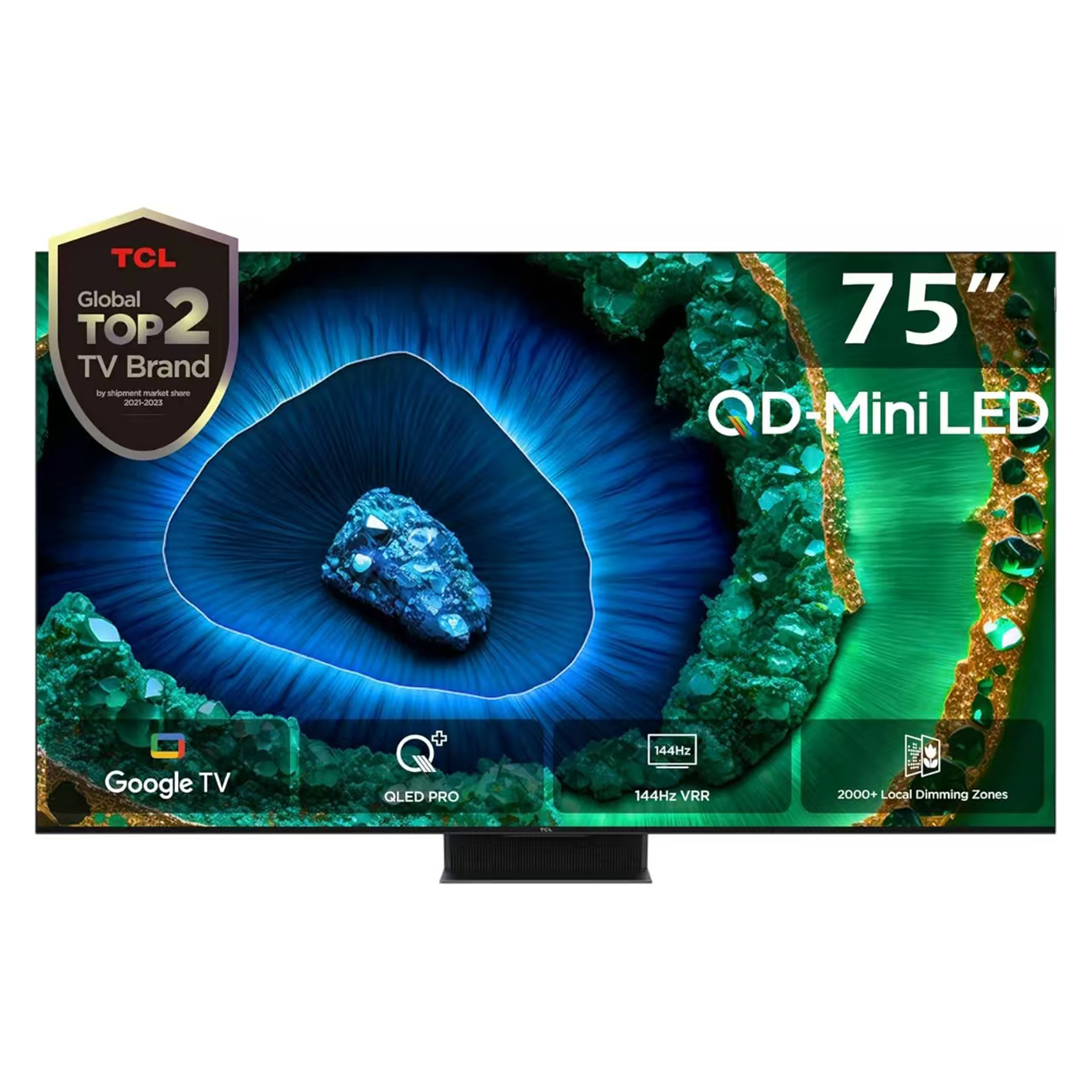 تلفزيون TCL 75 بوصة C855 Mini LED 4K، تلفزيون Google 144 هرتز، Game Master، Dolby Vision IQ & Atmos، HDR10+، AirPlay2، HDMI 2.1