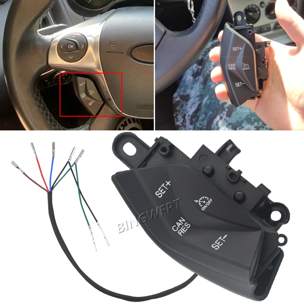 New Car Speed Control Switch Cruise Control System For Ford Focus 3 2012-2014 For Kuga 2012-2015 On Steering Wheel