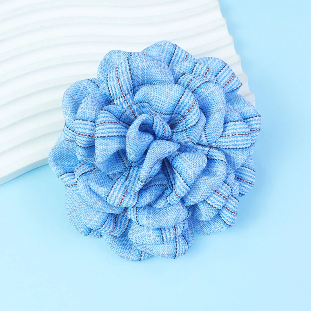 10CM Korean version of the British style color striped gingham sweet camellia brooch simple  with Brooch clothing accessories