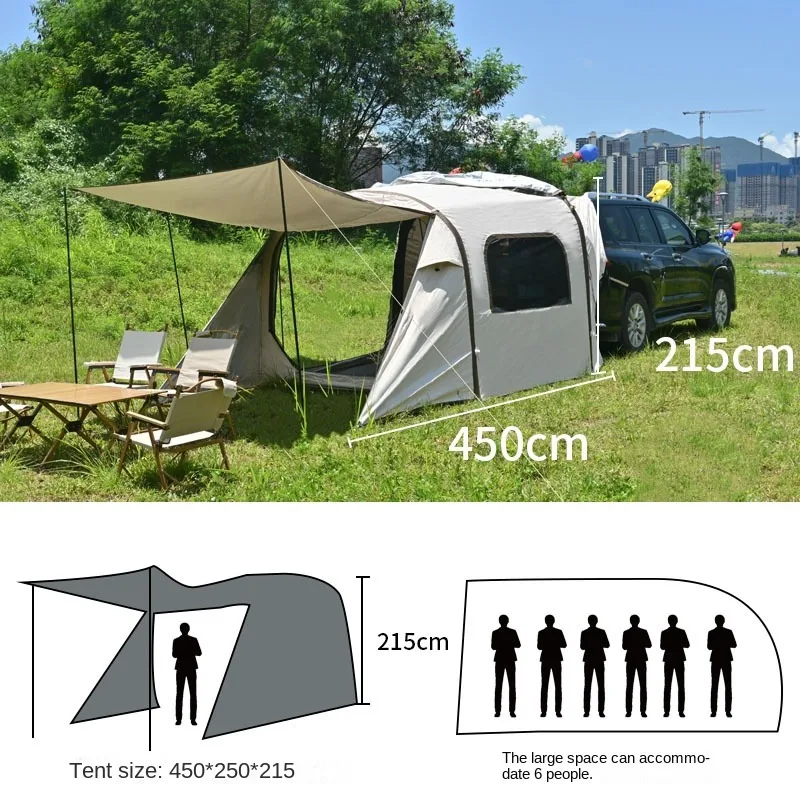 

4-6 People Automatic Rear Tent Outdoor Inflatable Camping Tent For SUV Extended Canopy Roof And Car Sides Full set