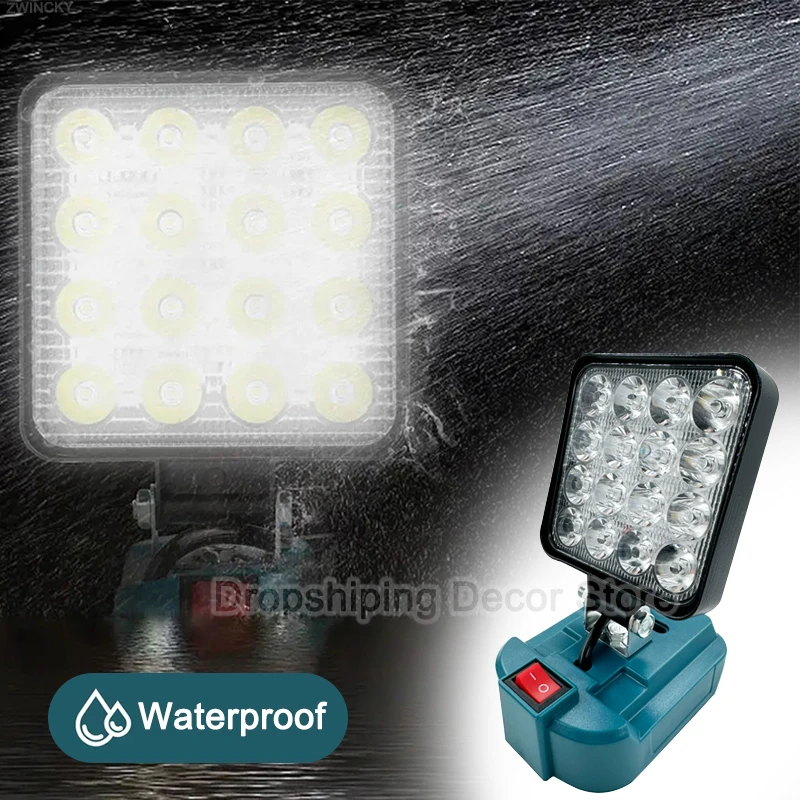 

Portable LED Work Light With Switch For Makita 14.4V 18V Li-ion Battery Cordless Outdoor Work Camping Fishing Emergency Lighting