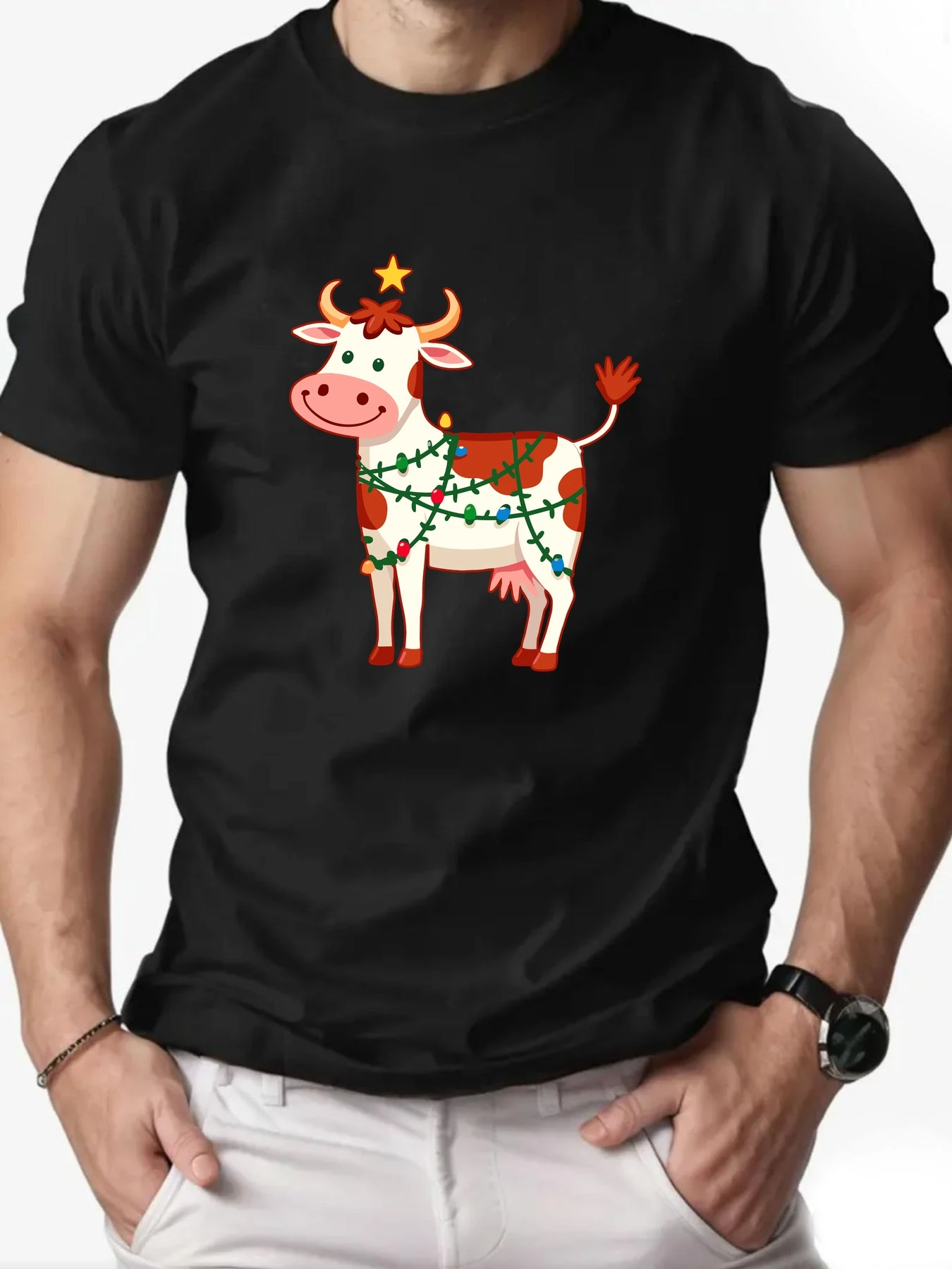 

Men's Cartoon Print T-Shirt 100% Cotton Summer Oversized Round Neck Breathable Casual Short Sleeve High Quality Fashion T Shirt