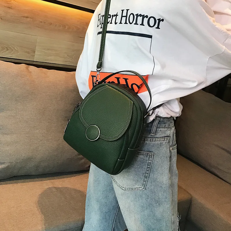 2023 New Trendy Soft Leather Backpack Women's Multifunctional Backpack One Multi purpose Handbag Solid Color Small Backpack