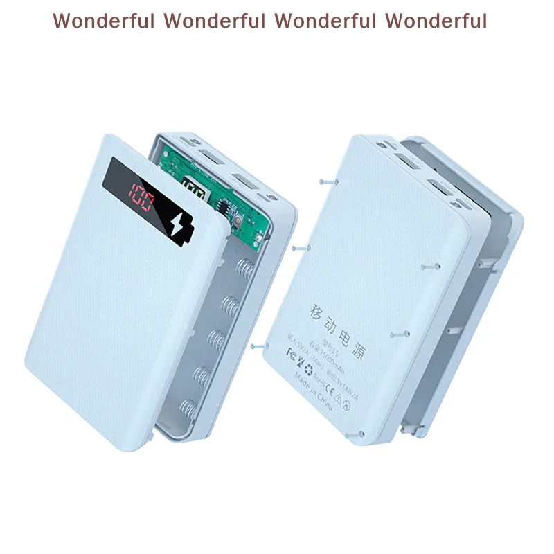 10W Dual USB Holder Battery Storage Box Mobile Phone Charger  Detachable DIY Shell 5*18650 Battery Power Bank Case