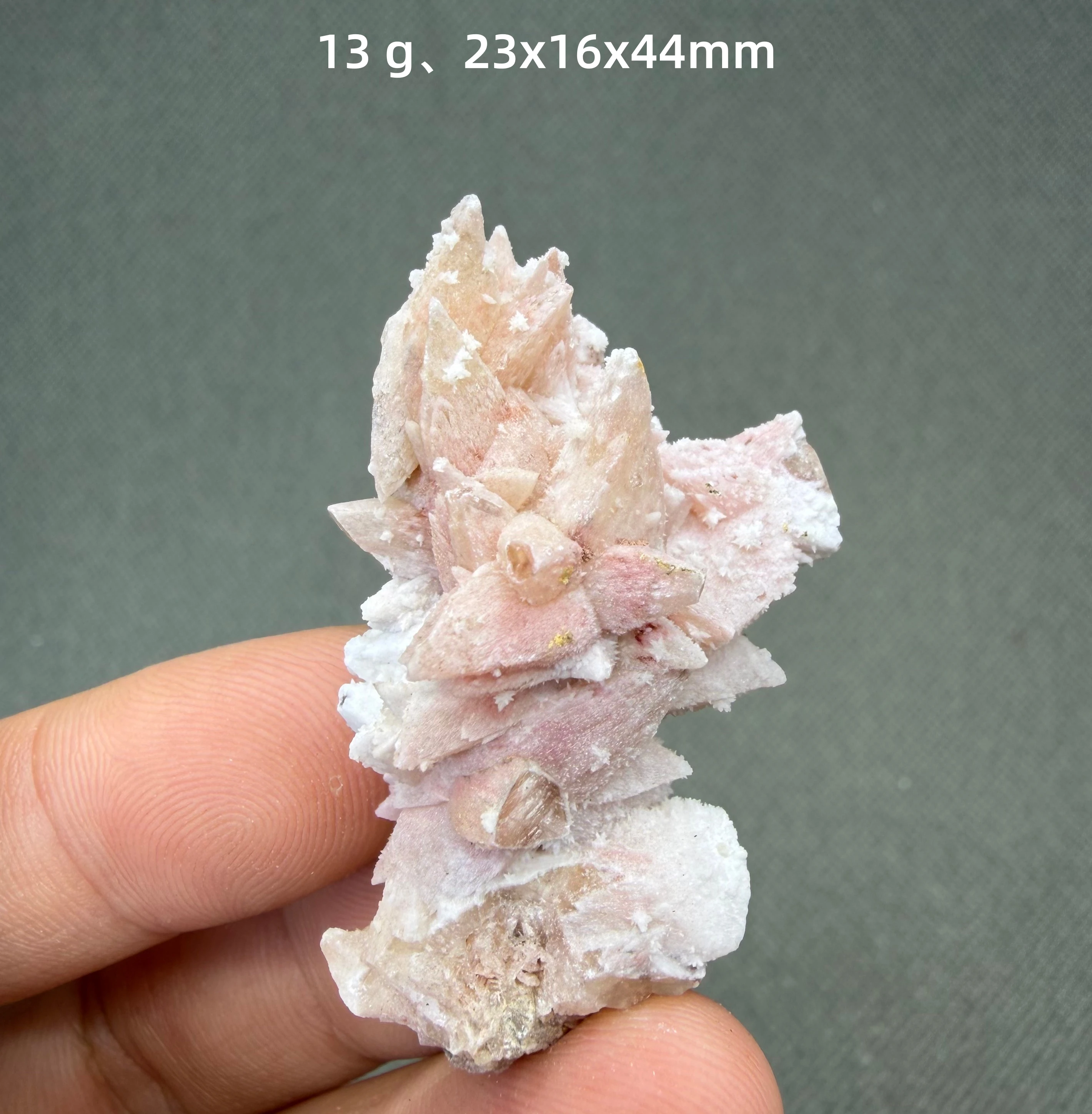 Rare Gypsum with pink Calcite Inclusion Natural Mineral Specimen White & pink Crystal