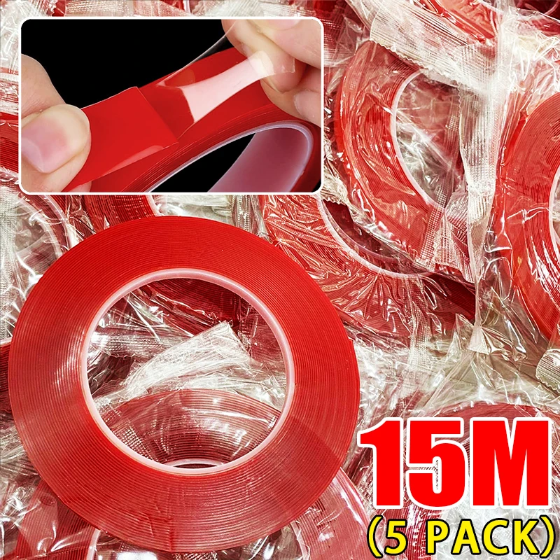 3-15m selbst klebendes doppelseitiges Klebeband Acryl starkes transparentes Haustier roter Film wasserdichter Wanda uf kleber abnehmbar ohne Spuren