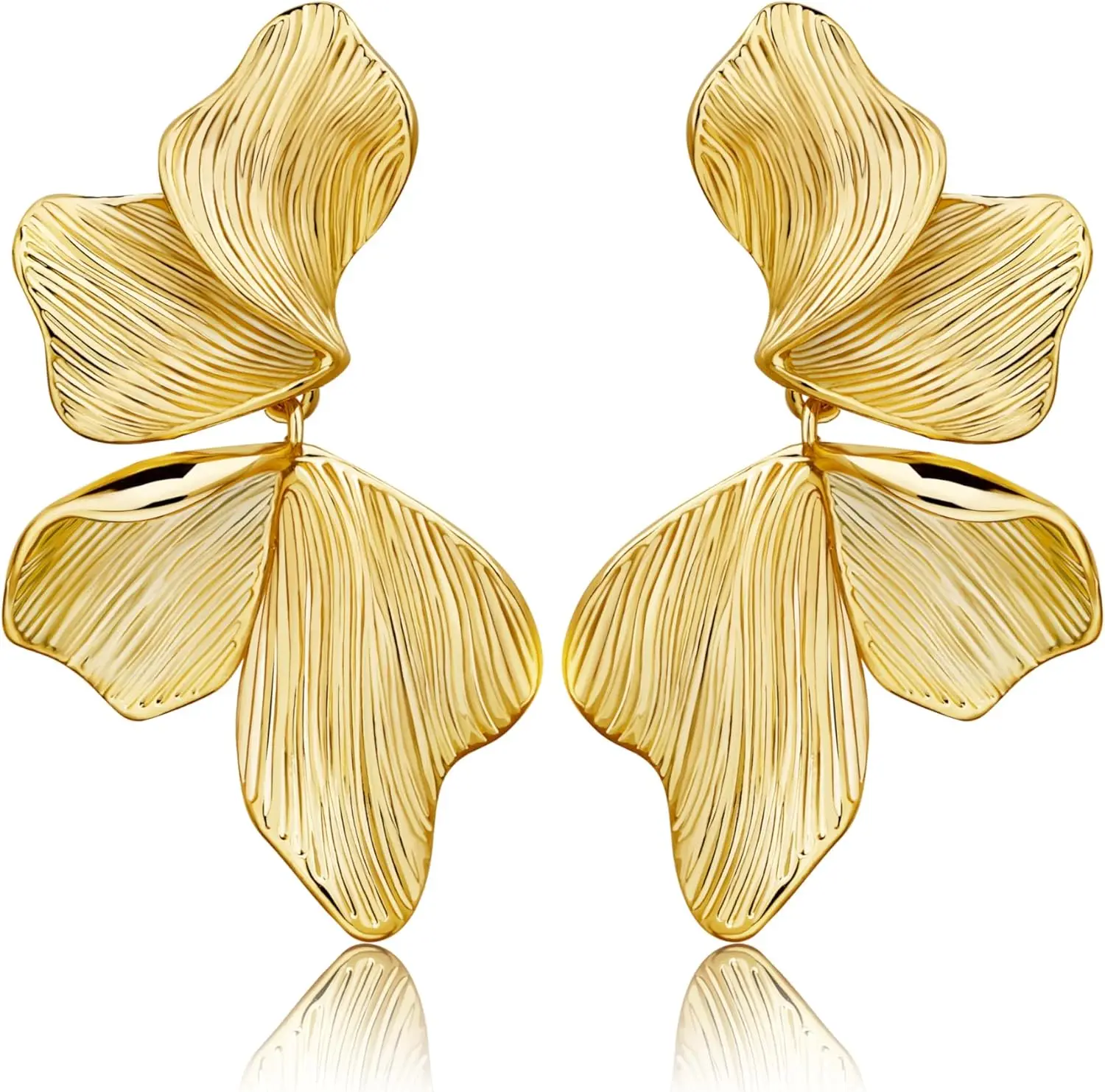 18K مطلية بالذهب بيان أقراط للنساء قطاع زهرة ليف القرط أقراط كبيرة هيبوالرجينيك مسمار مجوهرات هدايا #1