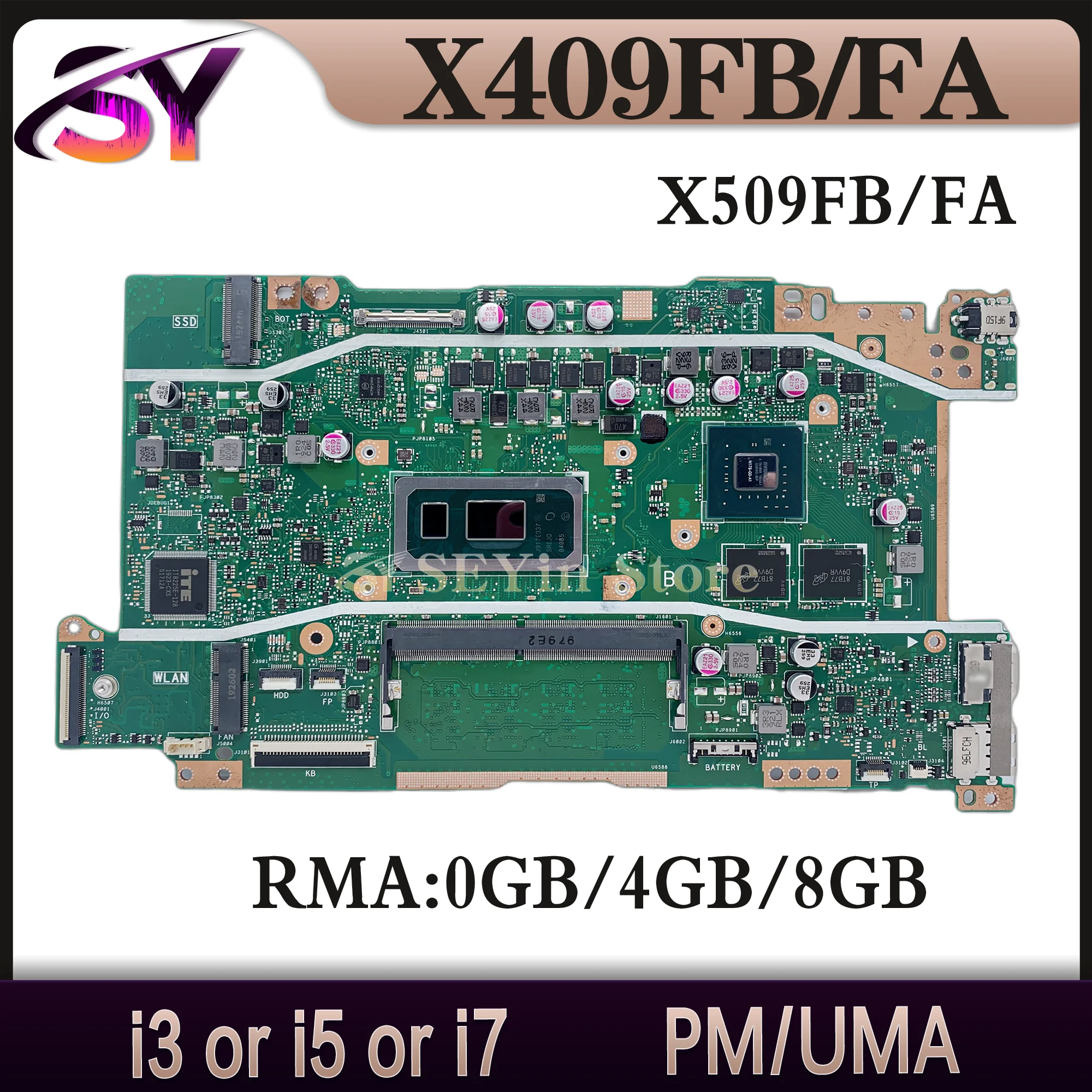 X409F Mainboard For ASUS X409FA X509FA A409F F409F F509F A509F X409FB X509FB X409FJ X409FL X509FL Laptop Motherboard I3 I5 I7 4G