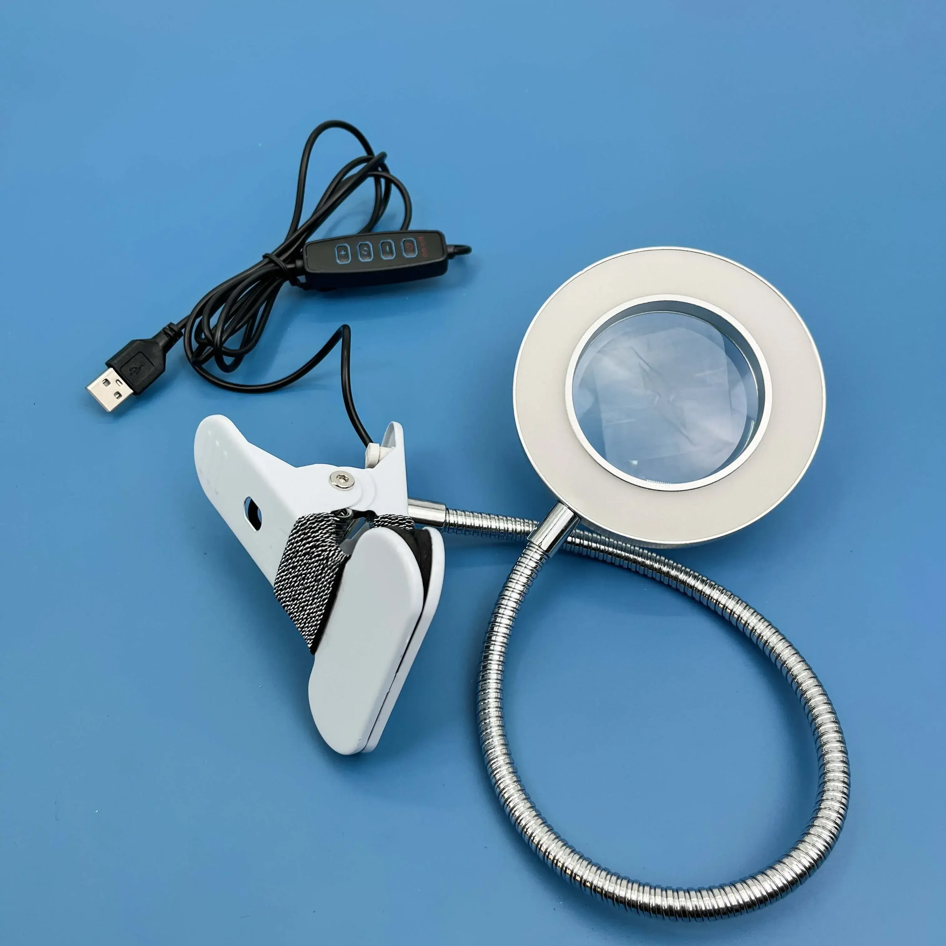 Premium 10X Clip-On Magnifying Glass With LED Light For Embroidery Manicure Eyelash Beauty Salon