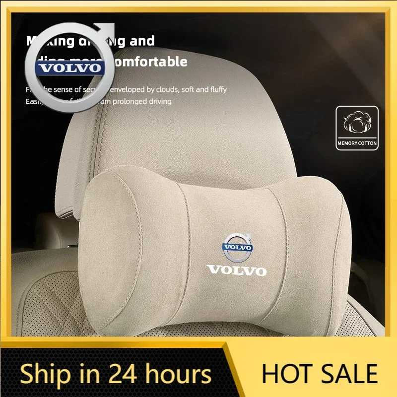 

Чехлы на руль, подголовники для сидений Volvo, замшевые подушки для шеи из пены с эффектом памяти, аксессуары для салона для XC60 V90 V60 V40 XC90 S90 S