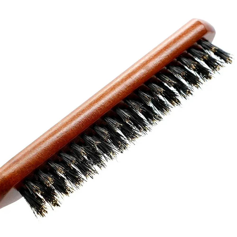 Cepillo de cerdas de jabalí – Cepillo de masaje para el cuero cabelludo antiestático, herramienta profesional para estilistas, mango de imitación de madera